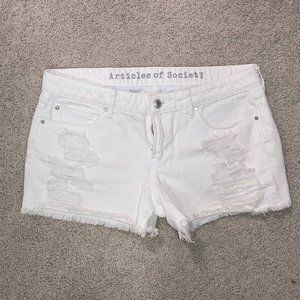 Distressed/Frayed White Denim Shorts - Articles of Society (Size 29)